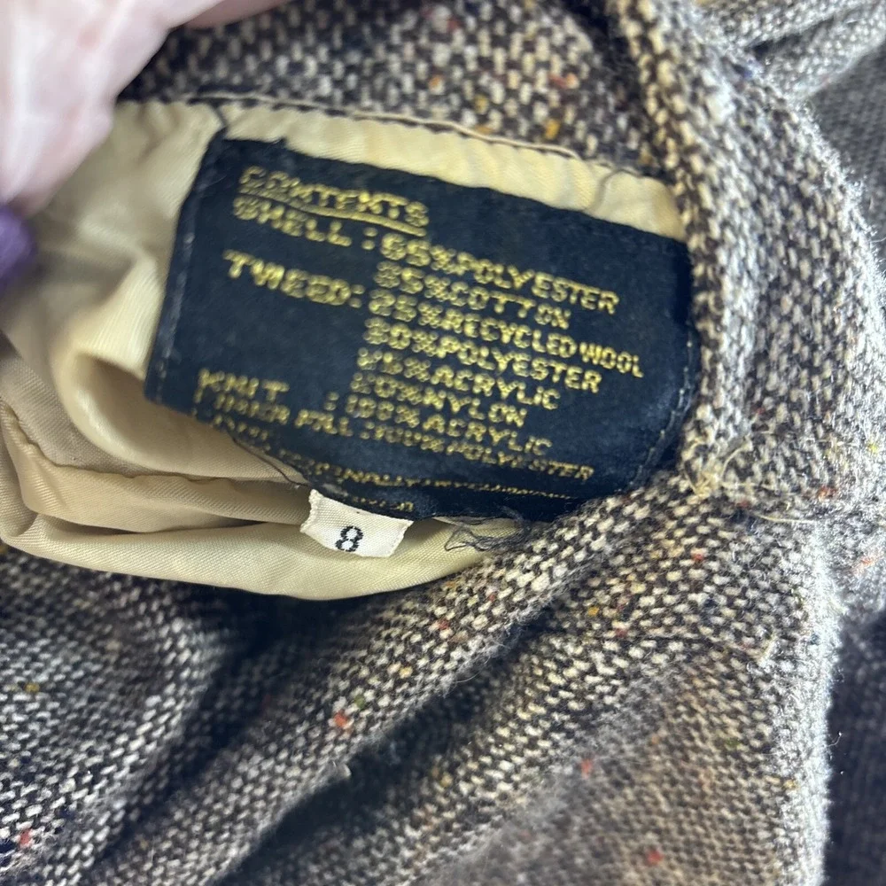 Vintage Chore Coat Tweed Lined Jacket 8/S Beige Big Pockets Farm‎ Warm